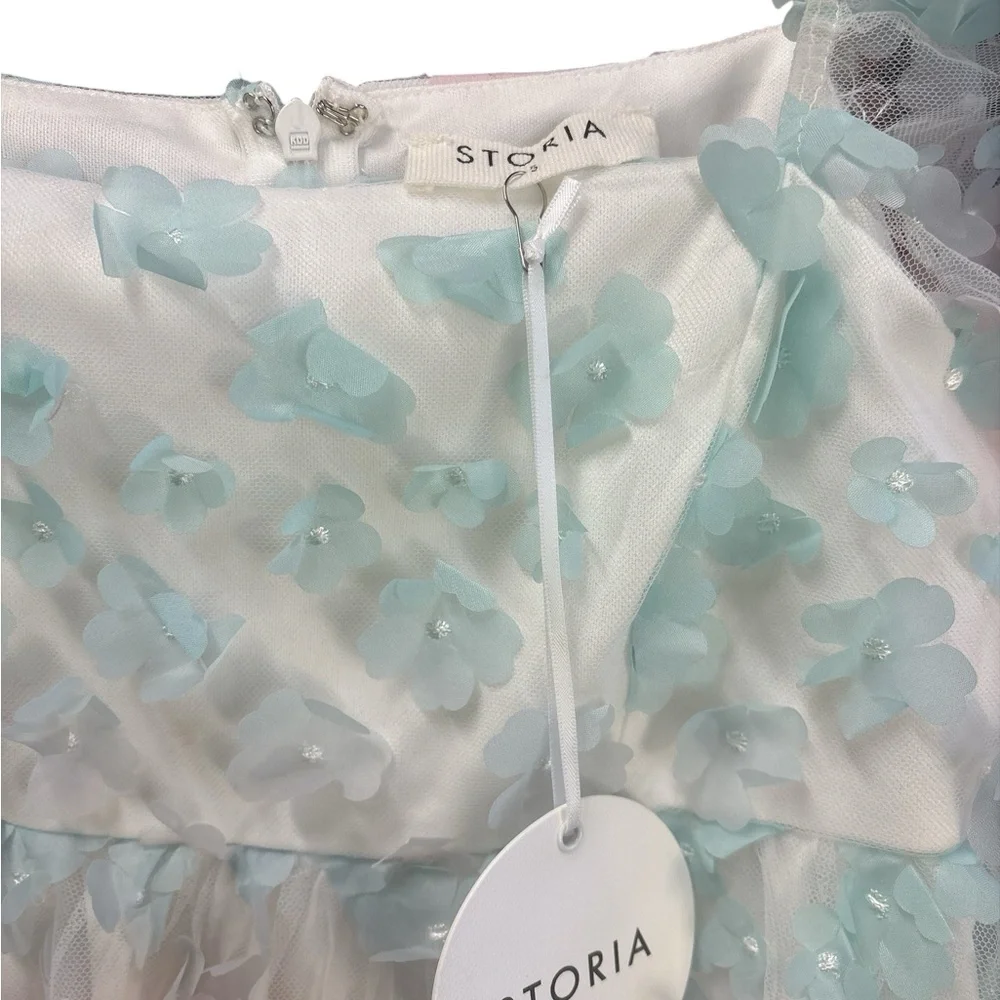 NWT Storia by Anthropologie Rainbow Floral Babydoll Mini Dress Spring SMALL - Picture 7 of 7